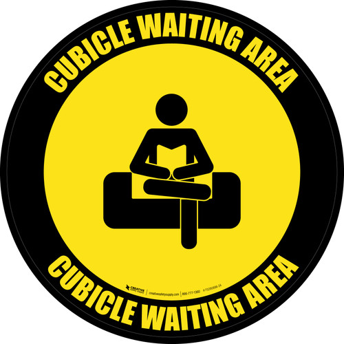 Cubicle Waiting Area Yellow with Icon Circular - Floor Sign