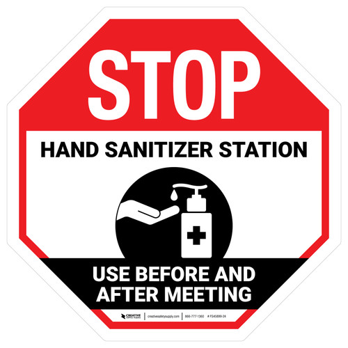 Stop: Use Before And After Meeting Circular - Floor Sign