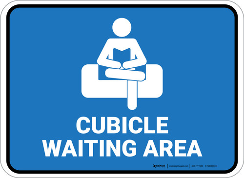 Cubicle Waiting Area Blue Rectangle - Floor Sign