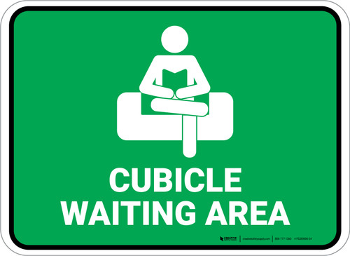 Cubicle Waiting Area Green Rectangle - Floor Sign