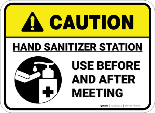 Caution: Use Before And After Meeting Rectangle - Floor Sign