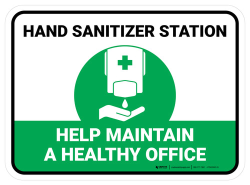 Help Maintain A Healthy Office Green Rectangle - Floor Sign