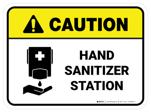 Caution: Hand Sanitizer Station Rectangular - Floor Sign