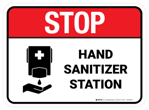 Stop: Hand Sanitizer Station Rectangular - Floor Sign