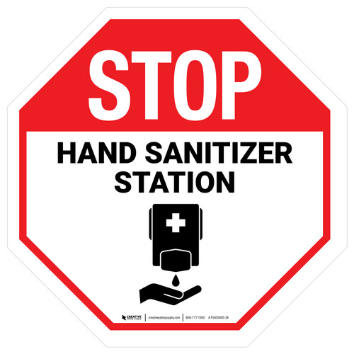 Stop: Hand Sanitizer Station - Floor Sign