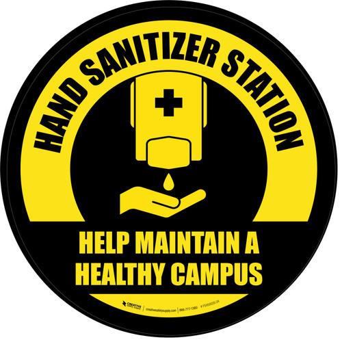 Help Maintain A Healthy Campus Circular Yellow/Black - Floor Sign