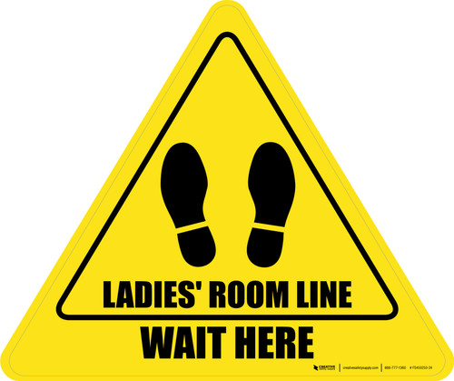 Wait Here: Ladies Room Line Yield - Floor Sign