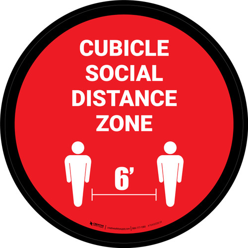 Cubicle Social Distance Zone Red Circle - Floor Sign