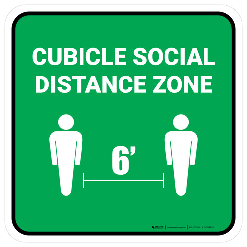 Cubicle Social Distance Zone Green Square - Floor Sign