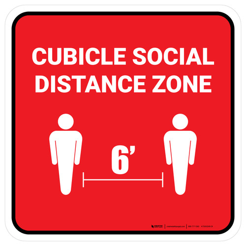 Cubicle Social Distance Zone Red Square - Floor Sign