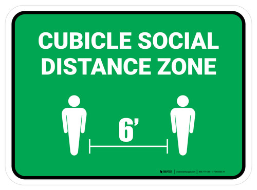 Cubicle Social Distance Zone Green Rectangle - Floor Sign
