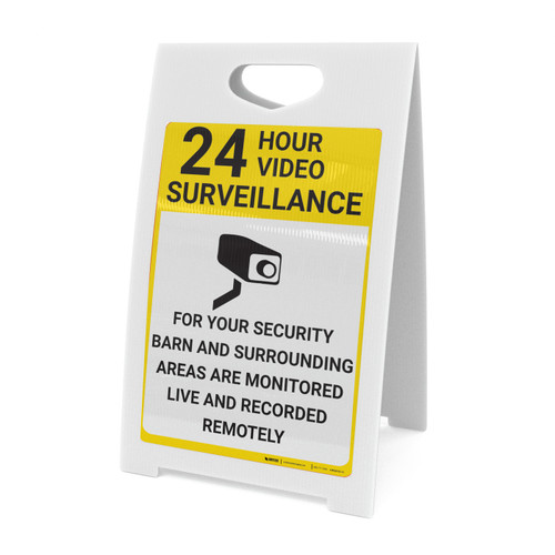 24 Hour Video Surveillance Barn is Monitored with Icon Portrait - A-Frame Sign