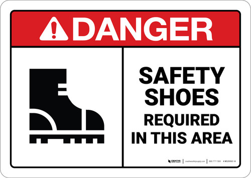 Danger: Ppe Safety Shoes Required ANSI - Wall Sign