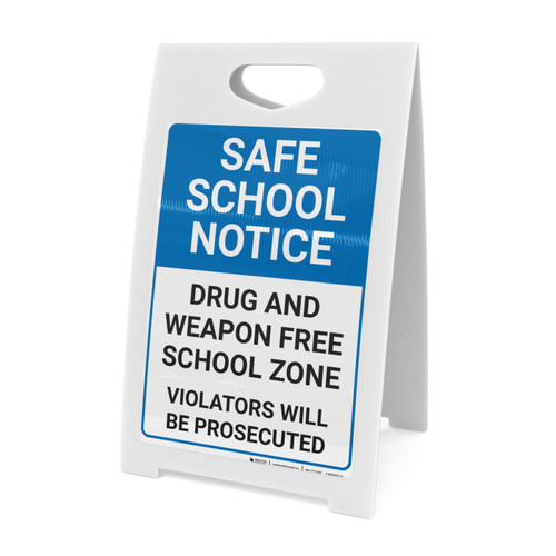 Safe School Notice Drug And Weapon Free Zone Portrait - A-Frame Sign