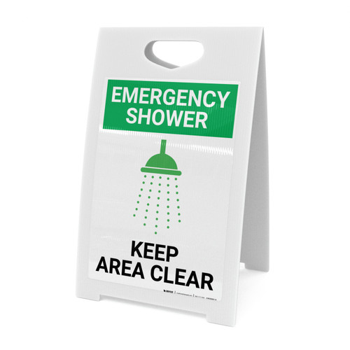 Emergency Shower Keep Area Clear with Icon Portrait - A-Frame Sign