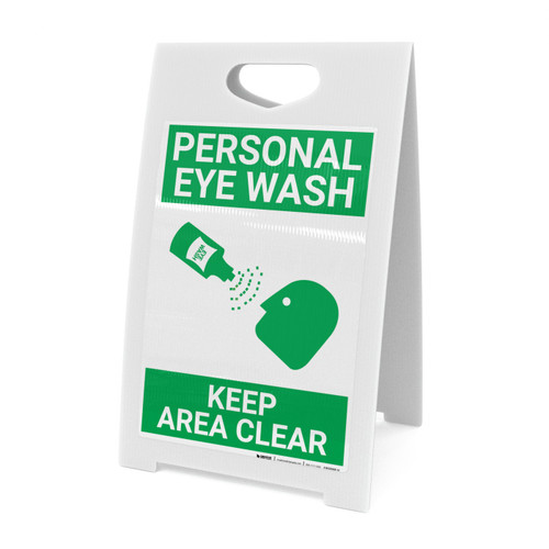 Personal Eye Wash Keep Area Clear with Icon Portrait - A-Frame Sign