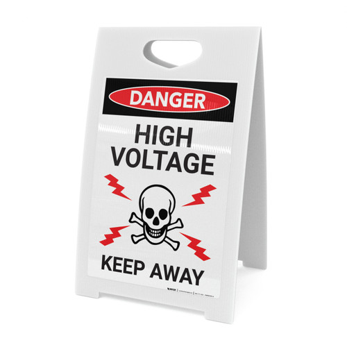 Danger: High Voltage Skull and Lightning Portrait - A-Frame Sign