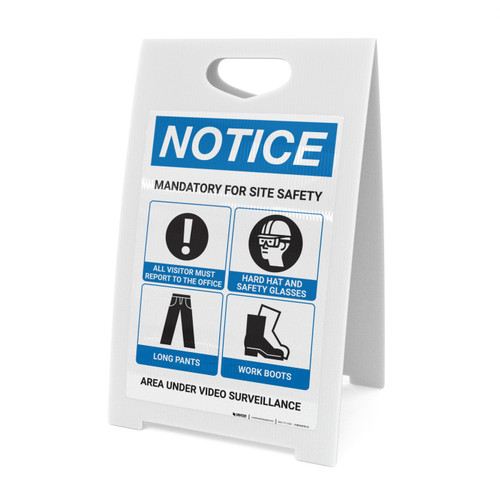 Notice: Mandatory For Site Safety Portrait with Icons - A-Frame Sign