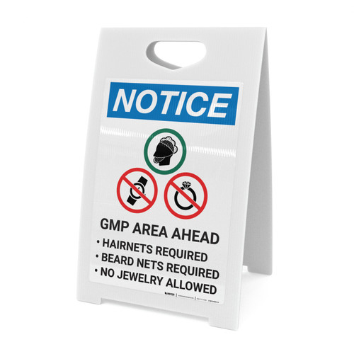 Notice: Gmp Area Ahead Watch and Jewelry Prohibited Icons Portrait - A-Frame Sign