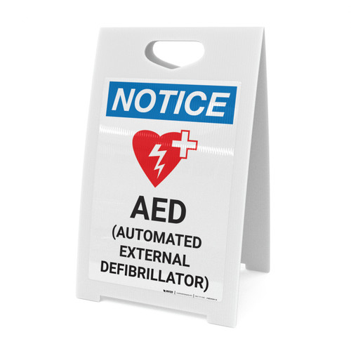 Notice: AED (Automated External Defibrillator) Portrait With Icon - A-Frame Sign