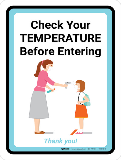 Check Your Temperature Before Entering - Back to School with Icon Portrait - Wall Sign