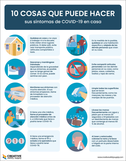 10 Things You Can Do To Manage Your Covid-19 Symptoms At Home Spanish - Poster