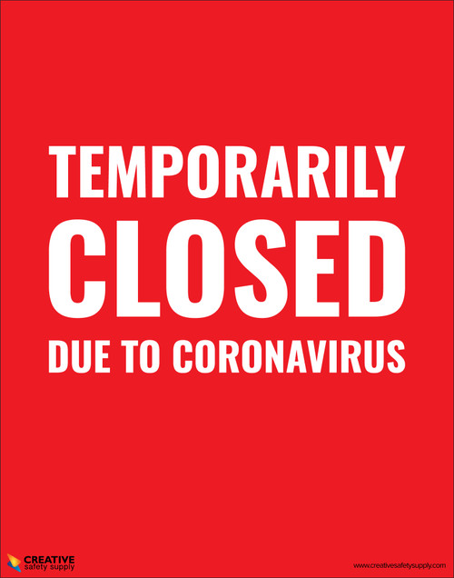 Temporarily Closed Due To Coronavirus (Red) - Poster