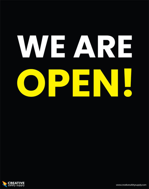 We Are Open! (Black/White/Yellow) - Poster