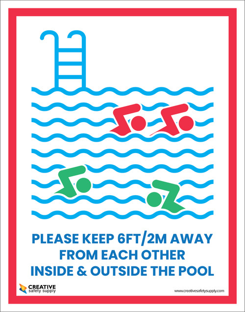 Please Keep 6Ft/2M Away From Each Other Inside & Outside The Pool - Poster