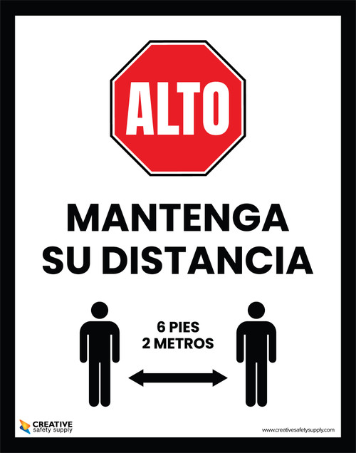 Stop - Keep Your Distance (6 Feet 2 Meters) (Spanish) - Poster