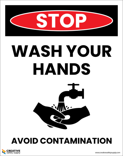 Stop: Wash Your Hands – Avoid Contamination - Poster