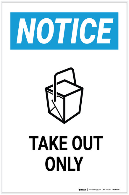 Notice: Take Out Only - Label