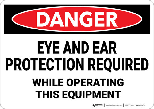 Danger: PPE Eye and Ear Protection Required - Wall Sign