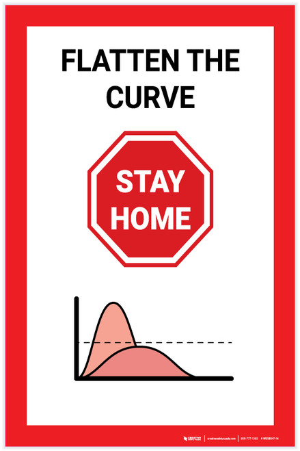Stop: Flatten The Curve Stay Home - Label