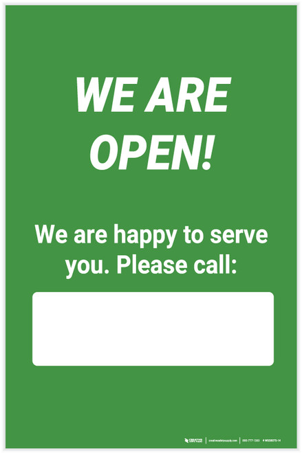 Take Out Only We Are Happy To Serve You Please Call - Label