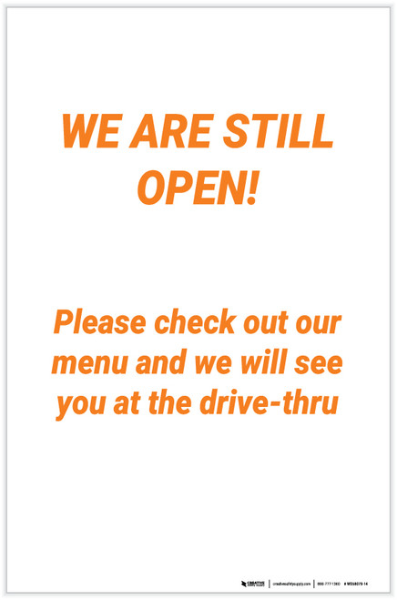 We Are Still Open We Will See You At The Drive-Thru - Label