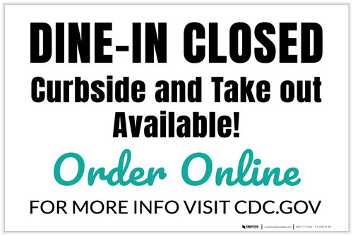 Dine In Closed Curbside And Take Out Availible - Green Landscape - Label