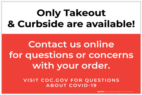 Only Takeout & Curbside Are Available Landscape - Label