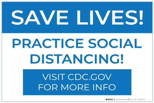 Save Lives Practice Social Distancing Landscape - Label