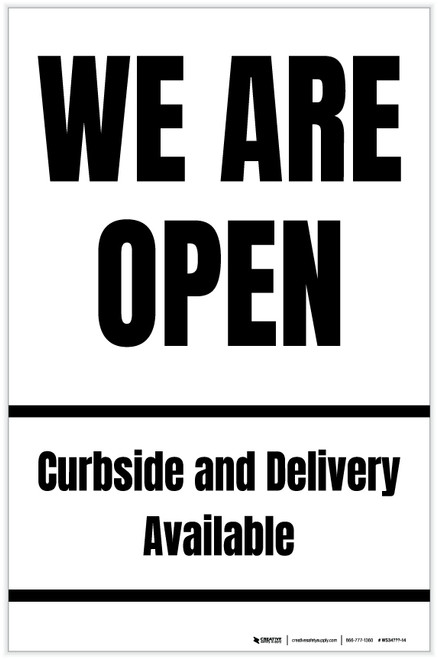 We Are Open Curbside Only Landscape - Label