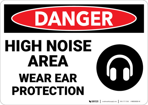 Danger: PPE Noise Area Ear Protection - Wall Sign