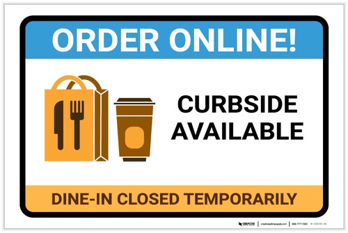 Order Online Curbside Available with Icon Landscape - Label