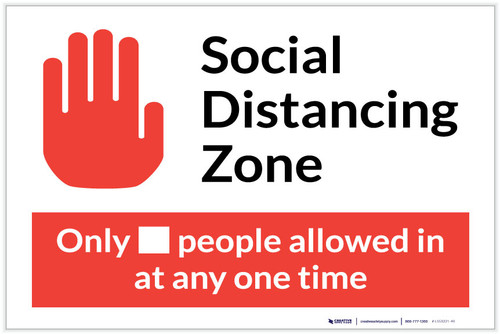 Social Distancing Zone with Icon Red Landscape - Label