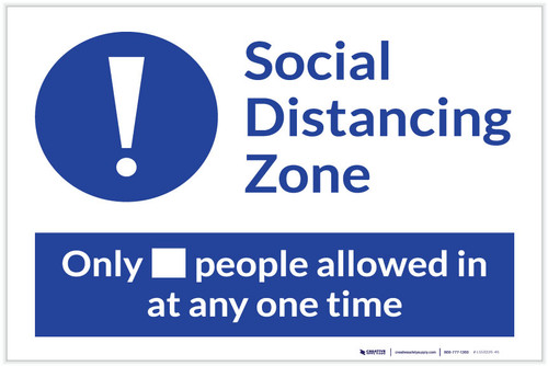 Social Distancing Zone with Exclamation Mark Blue Landscape - Label