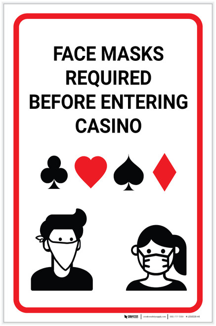 Face Masks Required Before Entering Casino Portrait - Label
