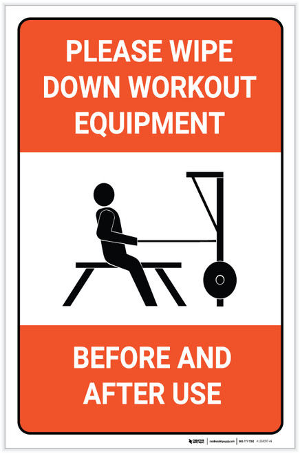 Please Wipe Down Workout Equipment Before and After Use - Label