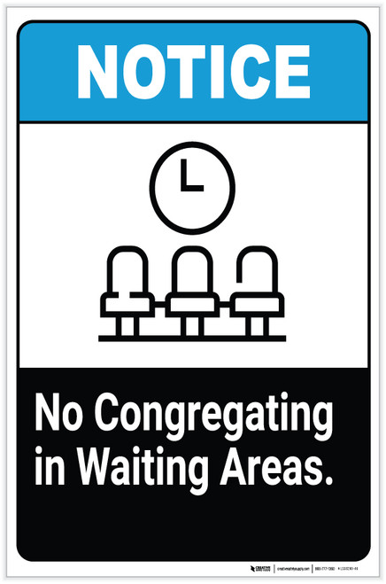 No Congregating in Waiting Areas - Label