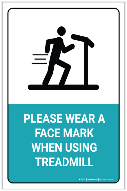 Please Wear a Face Mark When Using Treadmill - Label