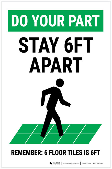 Do Your Part: Stay 6Ft Apart Floor Tiles Portrait - Label