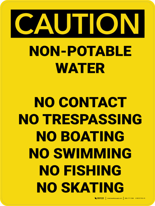 Caution: Non-Potable Water - Prohibited List - Wall Sign